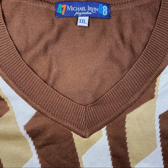 Michael Irvin Playmaker Brown Sweater V-Neck Golf Vest - Picture 2 of 5